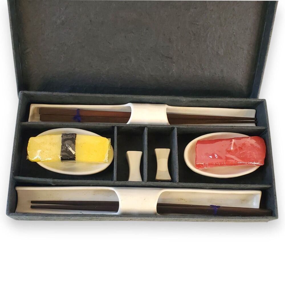 Vintage 2004 Y2K Sushi Candle Ceramic Gift Set